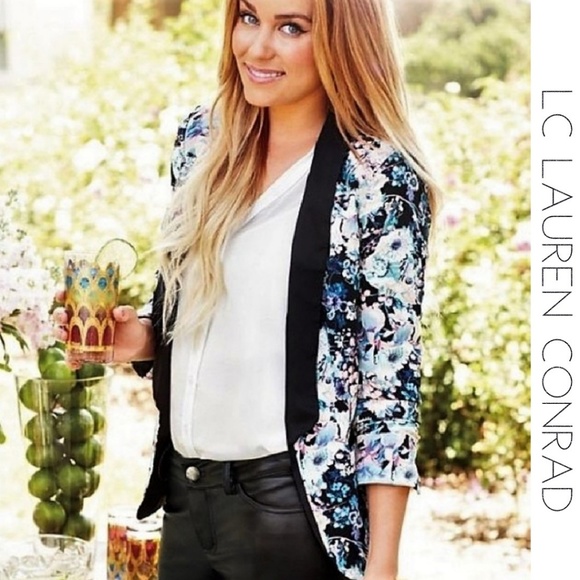 LC Lauren Conrad Jackets & Blazers - LC Lauren Conrad Tuxedo Floral Open Front Blazer 8